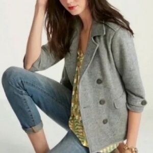 NWOT CAbi Shrunken Peacoat Gray Jersey Knit Blazer Size‎ Med